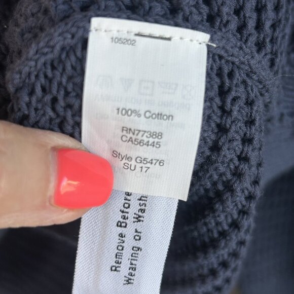 Madewell Navy Blue Open Weave Crewneck Pullover 100% Cotton Sweater Size Medium - Picture 2 of 7